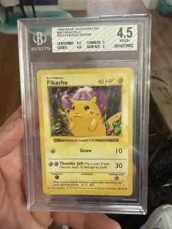 1999 Pokemon Base Set Shadowless Pikachu Red Cheeks Error #58 BGS 4.5 WOTC - Image 1