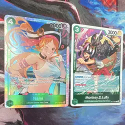 Bandai One Piece Card Game OP14 Foil SR 2 Card Lot Nami OP14-031 Luffy OP14-034 - Image 1