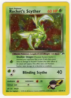 Pokemon Card TCG Rocket's Scyther 13/132 Gym Heroes Holo Rare MP - Image 1