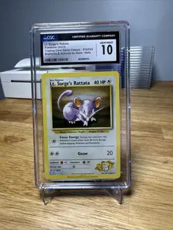 CGC Gem Mint 10 Lt. Surge's Rattata 015/034 Trading Card Game Classic Holo - Image 1