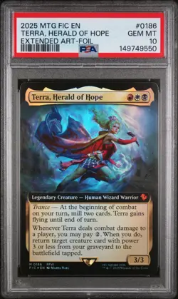 💎POP 4 PSA 10 TERRA, HERALD OF HOPE EXTENDED ART-FOIL 0186 MAGIC THE GATHERING - Image 1