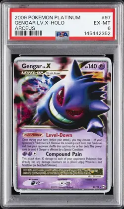 2009 POKEMON PLATINUM ARCEUS #97 GENGAR LV.X-HOLO PSA 6 - Image 1