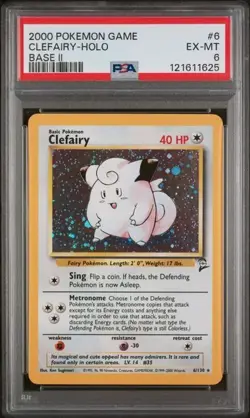 2000 POKEMON GAME BASE II #6 CLEFAIRY-HOLO BASE II - Image 2