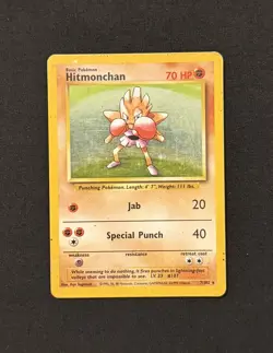 Pokemon TCG Hitmonchan 7/102 Base Set Holo Rare Unlimited WOTC Vintage - Image 1