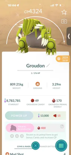 Pokemon Go Legendary Shiny Groudon ( High CP ) - Image 1