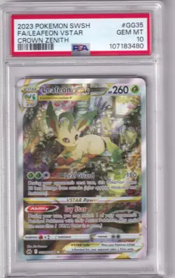 Pokemon SWSH Crown Zenith Galarian Gallaries RARE GG35 Leafeon VSTAR PSA 10 GEM - Image 1