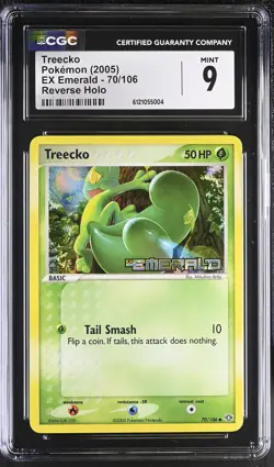 CGC 9 Treecko 70/106 Reverse Holo EX Emerald Pokemon - Image 1