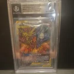 Pokemon TCG Moltres Zapdos Articuno GX SM210 Beckett 9 - Image 1