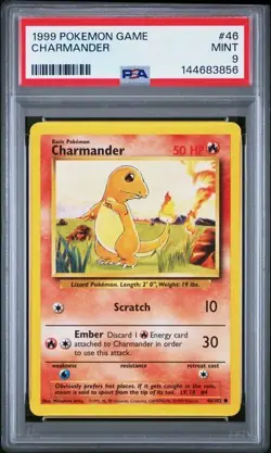 1999 POKEMON GAME BASE SET UNLIMITED 46 CHARMANDER PSA 9 MINT - Image 1