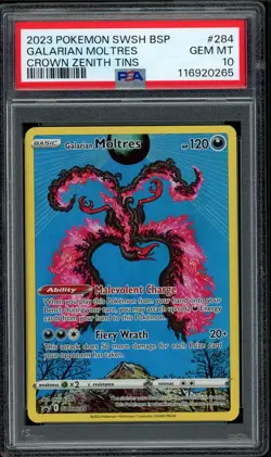 2023 PSA 10 Pokemon Crown Zenith Galarian Moltres SWSH 284 Black Star Promo Card - Image 1