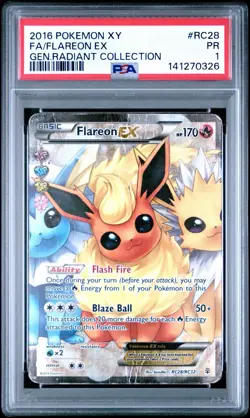 PSA 1 Flareon EX Full Art RC28 Generations Radiant Collection 2016 XY Pokemon PR - Image 1