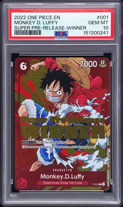 2022 ONE PIECE PROMOS SUPER PRE-RELEASE-WINNER #001 MONKEY D. LUFFY PSA 10 - Image 1