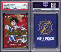 2022 ONE PIECE PROMOS SUPER PRE-RELEASE-WINNER #001 MONKEY D. LUFFY PSA 10 - Image 3