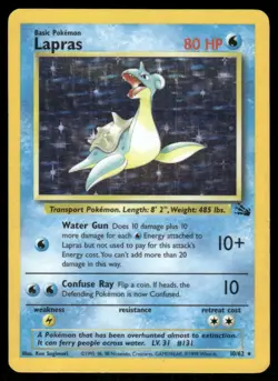 Pokemon Cards Lapras 10/62 Unlimited Holo Fossil WOTC Rare LP - Image 1