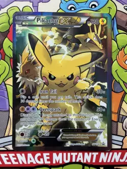 Pikachu EX XY124 Ultra Rare Promo Holo Pokemon Card – needs cleaning - Image 1