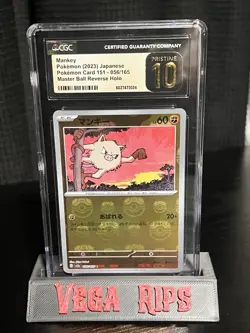 CGC Pristine 10 Mankey 056/165 Reverse Holo 151 Pokemon Card Japanese - Image 1