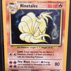 Ninetales Holo Rare Base Set 12/102 1999 Vintage Pokemon Card, Unlimited - Image 1