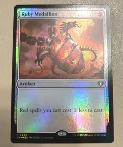 1x MTG Ruby Medallion *FOIL* Commander MASTERS Rare Artifact! NM Mint! - Image 1
