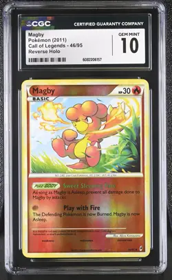 CGC 10 GEM MINT Magby 2011 Call of Legends 46/95 Reverse Holo Pokemon Card - Image 1