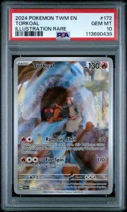 2024 POKEMON TWM EN ILLUSTRATION RARE #172 TORKOAL PSA 10 🐦‍🔥 - Image 1