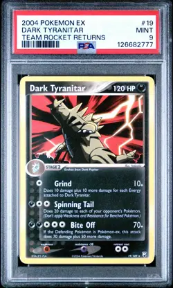2004 POKEMON EX TEAM ROCKET RETURNS 19 DARK TYRANITAR PSA 9 MINT - Image 1