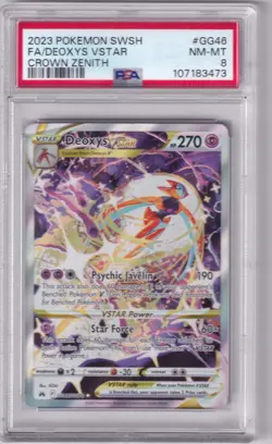 2023 POKEMON SWORD & SHIELD CROWN ZENITH #GG46 FULL ART/DEOXYS VSTAR PSA 8 - Image 1