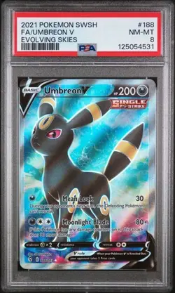 PSA 8 Pokemon Umbreon V English Evolving Skies Rare 188/203 - Image 1