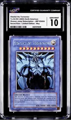 2005 YU-GI-OH! OBELISK THE TORMENTOR JMP-EN004 SECRET RARE CGC 10 JUMP PROMO - Image 1