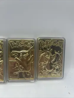 1999 Burger King Pokemon Gold Plated Trading Card Charizard Pikachu Mewtwo - Image 2