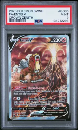 2023 POKEMON SWORD & SHIELD CROWN ZENITH #GG36 FULL ART/ENTEI V PSA 9 - Image 1