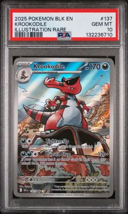 Krookodile 2025 Pokemon Blk En-Black Bolt #137 Illustration Rare PSA 10 - Image 1