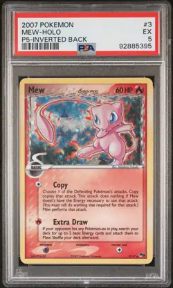 2007 POKEMON POP SER 5 INVERTED BACK #3 MEW-HOLO PSA 5 - Image 1