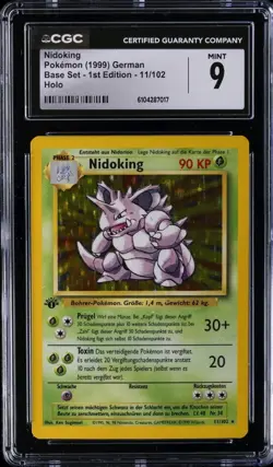 1999 POKEMON GERMAN BASE SET 1ST EDITION HOLO #11 NIDOKING CGC 9 - Image 1