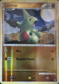Larvitar 51/95 Common HGSS Unleashed Reverse Holo Lightly Played - Image 1