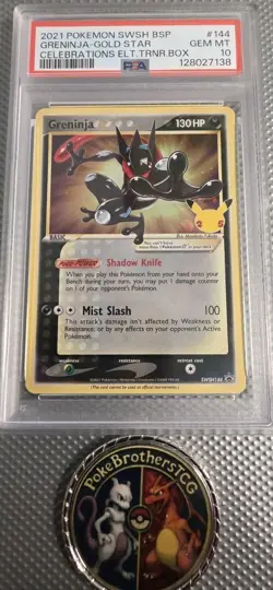 2021 Pokemon Celebrations Greninja Gold Star SWSH144 Promo Holo PSA 10 LOW POP!! - Image 1