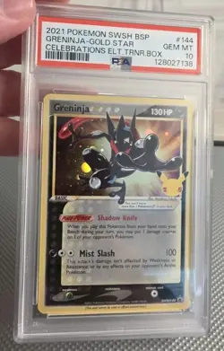 2021 Pokemon Celebrations Greninja Gold Star SWSH144 Promo Holo PSA 10 LOW POP!! - Image 4