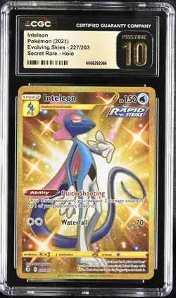 2021 POKEMON SW&SH EVOLVING SKIES SECRET #227 FULL ART/INTELEON CGC 10 PRISTINE - Image 1