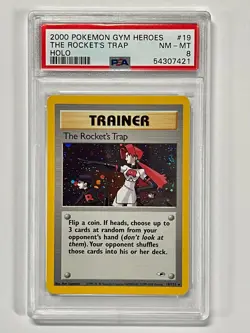 2000 Pokemon Gym Heroes The Rocket's Trap Holo #19 - PSA NM-MT 8!!!!! - Image 1