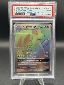 2018 POKEMON SM BLACK STAR PROMO #SM156 FULL ART/DRAGONITE GX PSA 9 - Image 1