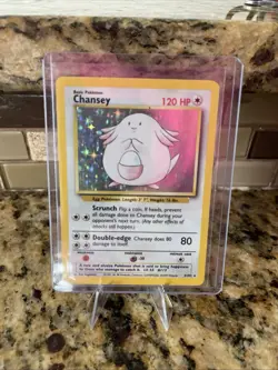 Chansey 3/102 Base Set Rare Holo 120 HP Basic Pokemon TCG Card Stock English - Image 3