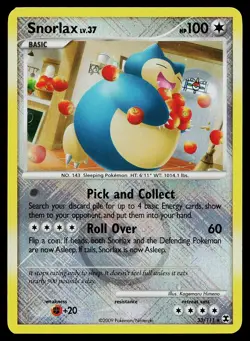 Pokemon Card - Snorlax League Promo Rising Rivals 33/111 Reverse Holo Crosshatch - Image 1