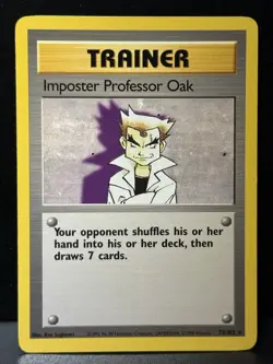 Imposter Professor Oak 73/102 WOTC Base Set Unlimited Rare Pokemon Card LP - Image 1