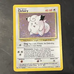 Clefairy 5/102 Holo Rare Base Set Pokemon Card Vintage WOTC Unlimited - Image 1