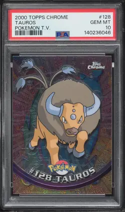 2000 Topps Chrome Pokemon TV Series 2 Tauros #128 PSA 10 - Image 1