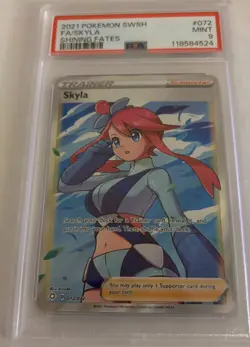 PSA 9 SKYLA 2021 POKEMON SWORD & SHIELD SHINING FATES #072/072 FA FULL ART MINT - Image 1