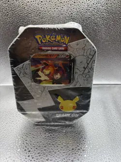 Pokemon 2021 Sword & Shield Celebrations Lance’s Charizard V Tin New and Sealed - Image 1