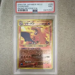 Pokemon Charizard Neo Premium File 2 Promo Reverse Holo 006 Japanese 2000 PSA 9 - Image 1