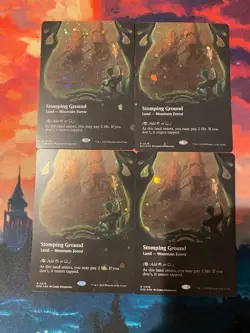 MTG Edge of Eternities Stomping Ground Borderless Galaxy Foil x 4 Play Set - Image 1