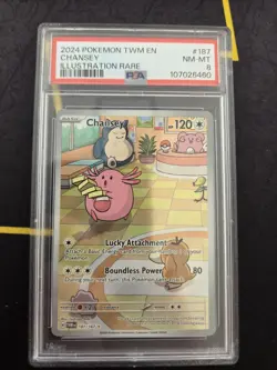 2024 POKEMON TWM EN-TWILIGHT MASQUERADE ILLUSTRATION RARE #187 CHANSEY PSA 8 - Image 1