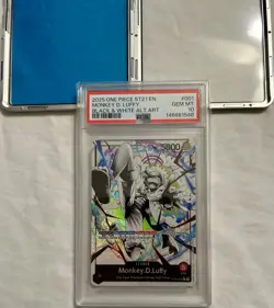 ONE PIECE 2025 MONKEY D. LUFFY BLACK & WHITE ALT ART ST21 EN #001 GEM MT PSA 10 - Image 2